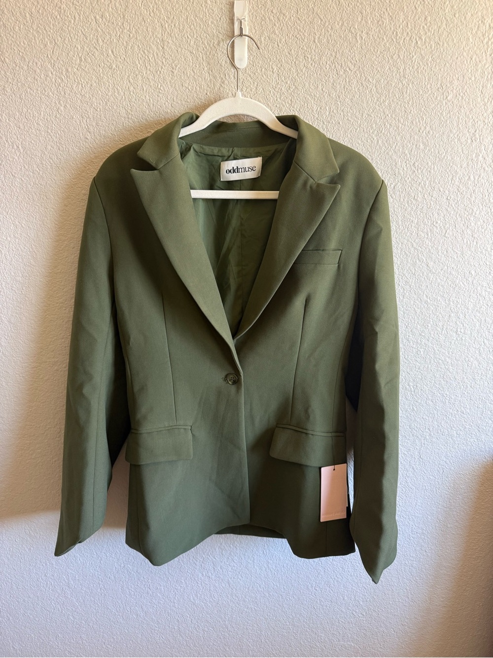 NWT Odd Muse The Ultimate Muse Blazer Olive Green Oversized Jacket Size Medium - Picture 2 of 10
